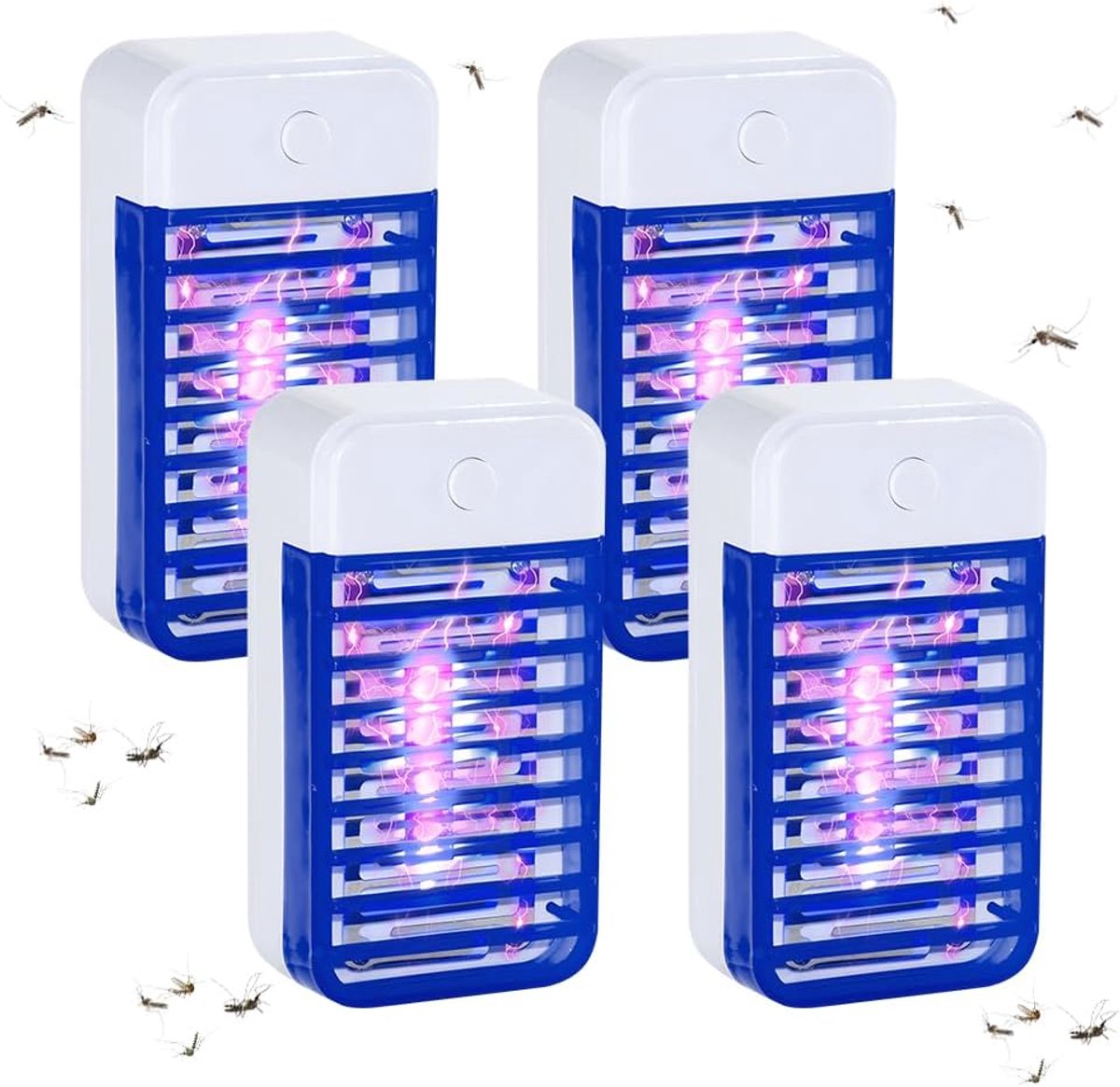 Thijox - 4 Stuks Elektrische Muggenlamp, Insectenverdelger met UV-Licht voor Binnen, Stopcontact Insectenval voor Vliegen, Muggen, Motten in Keuken en