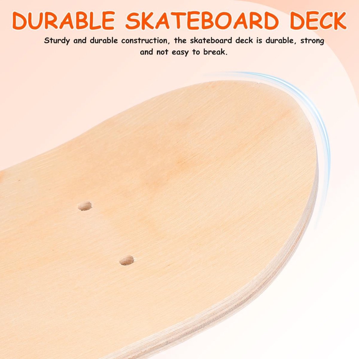 Dubbelzijdig beschrijfbaar skateboarddek van hout, 43 cm, onbeschilderd voor graffiti en creatieve kunstprojecten.