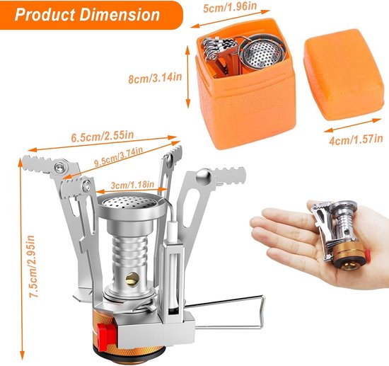 Thijox - Campingfornuis, Opvouwbaar Gasbrander, Bivak Gasfornuis, Compact Kooktoestel voor Buiten, Wandelen, Picknick, Barbecue, 9,5 cm Brandplaat van Thijox — afbeelding 5