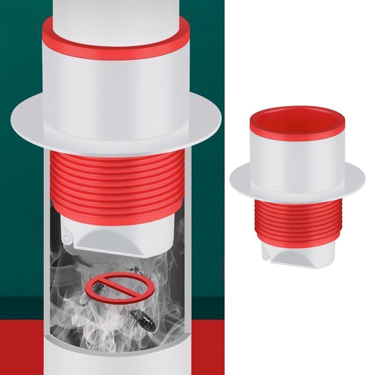 Afvoerplug met Terugstroombeveiliging voor 50 mm en 75 mm Buizen, Voorkomt Geur, Verstopping en Is Universeel Compatibel