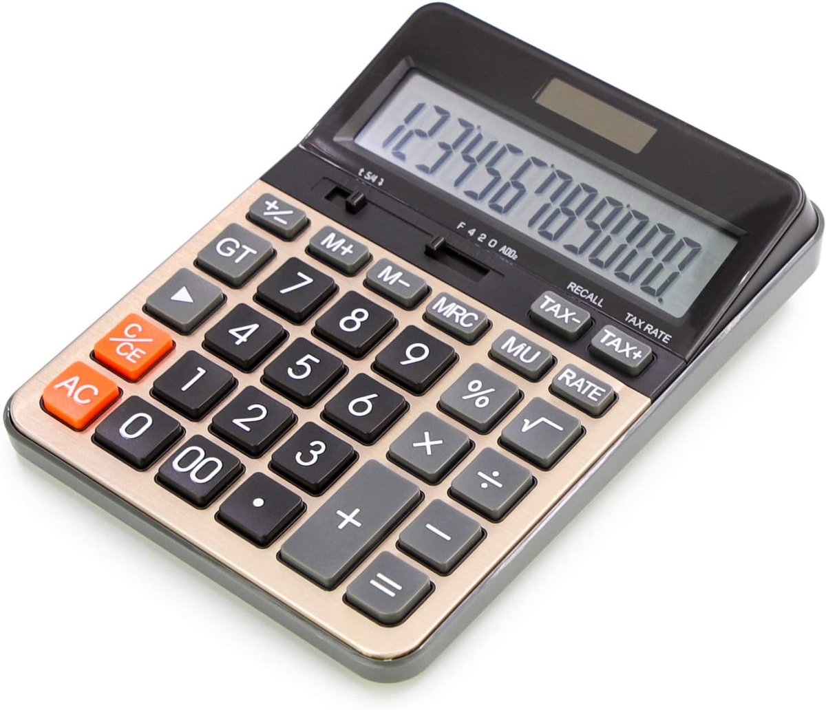 SnelShoppen - Office Desktop Calculator met Grote Toetsen, Solar & Batterij Dual Power, 12 Digit LCD Display, Duurzaam ABS Plastic, Ideaal voor Kantoo