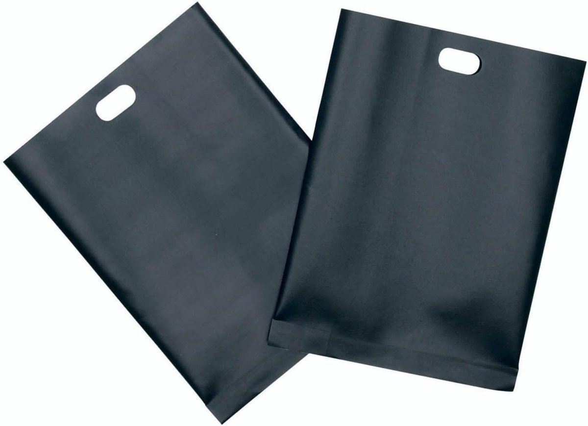 Thijox - Set van 2 Herbruikbare Toastzakjes met Anti-Kleeflaag, Kunststof, Zwart, 20,5 x 14,5 cm - Ideaal voor Grillen, Toasten, BBQ, Keuken en Campin