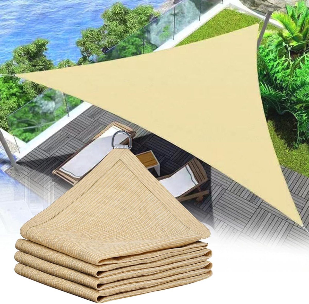 Driehoekige Tent voor Buiten, 3 x 3 x 3 m, UV-bestendig, Duurzaam, Ideaal voor Tuin, Terras en Zwembad