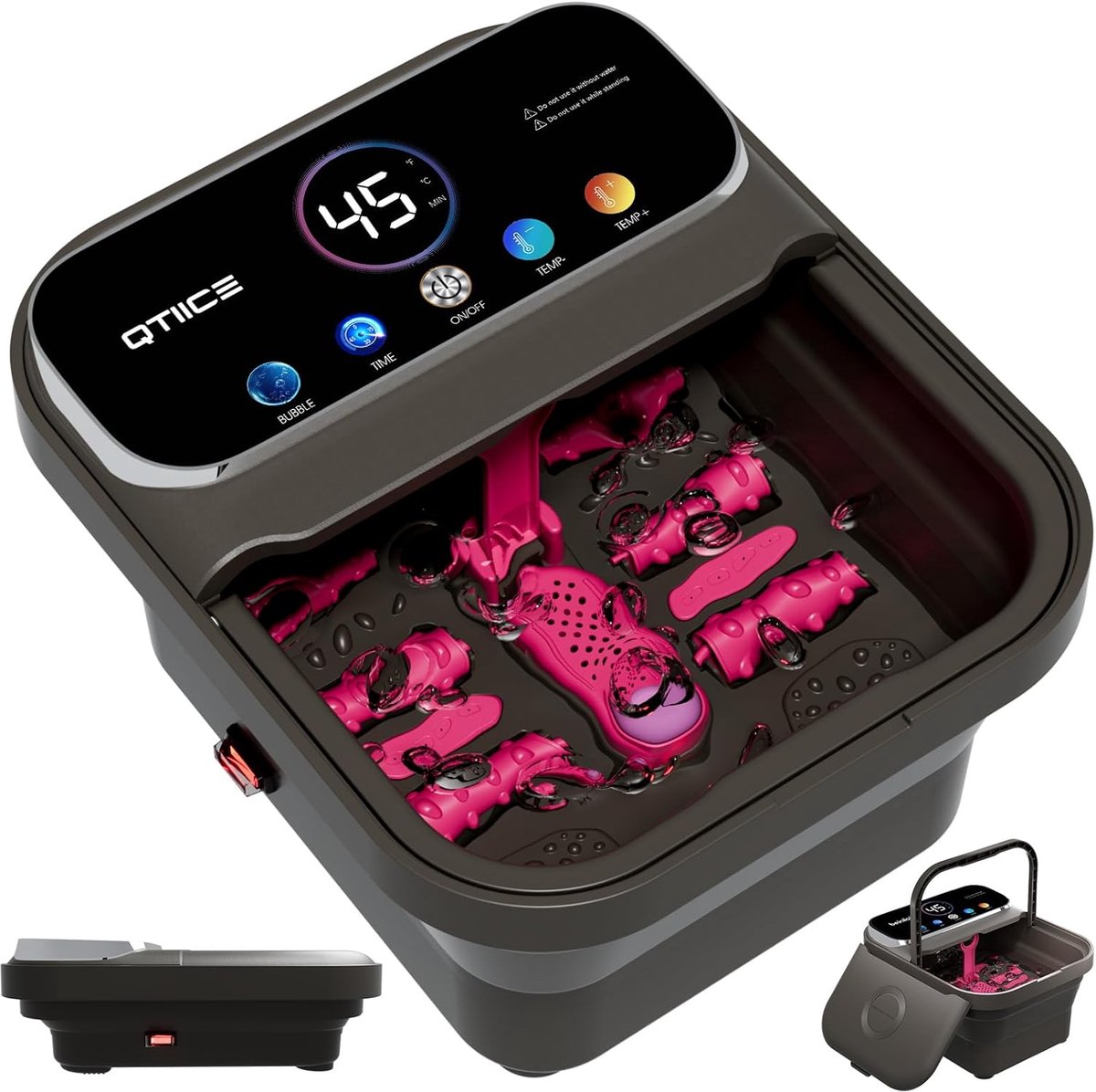 Thijox - Inklapbaar Voetenbad met Digitaal Display, Temperatuurregeling, Timer en 6 Massagerollen - Pedicure Voetbad met Verwarmingsfunctie en Blubber