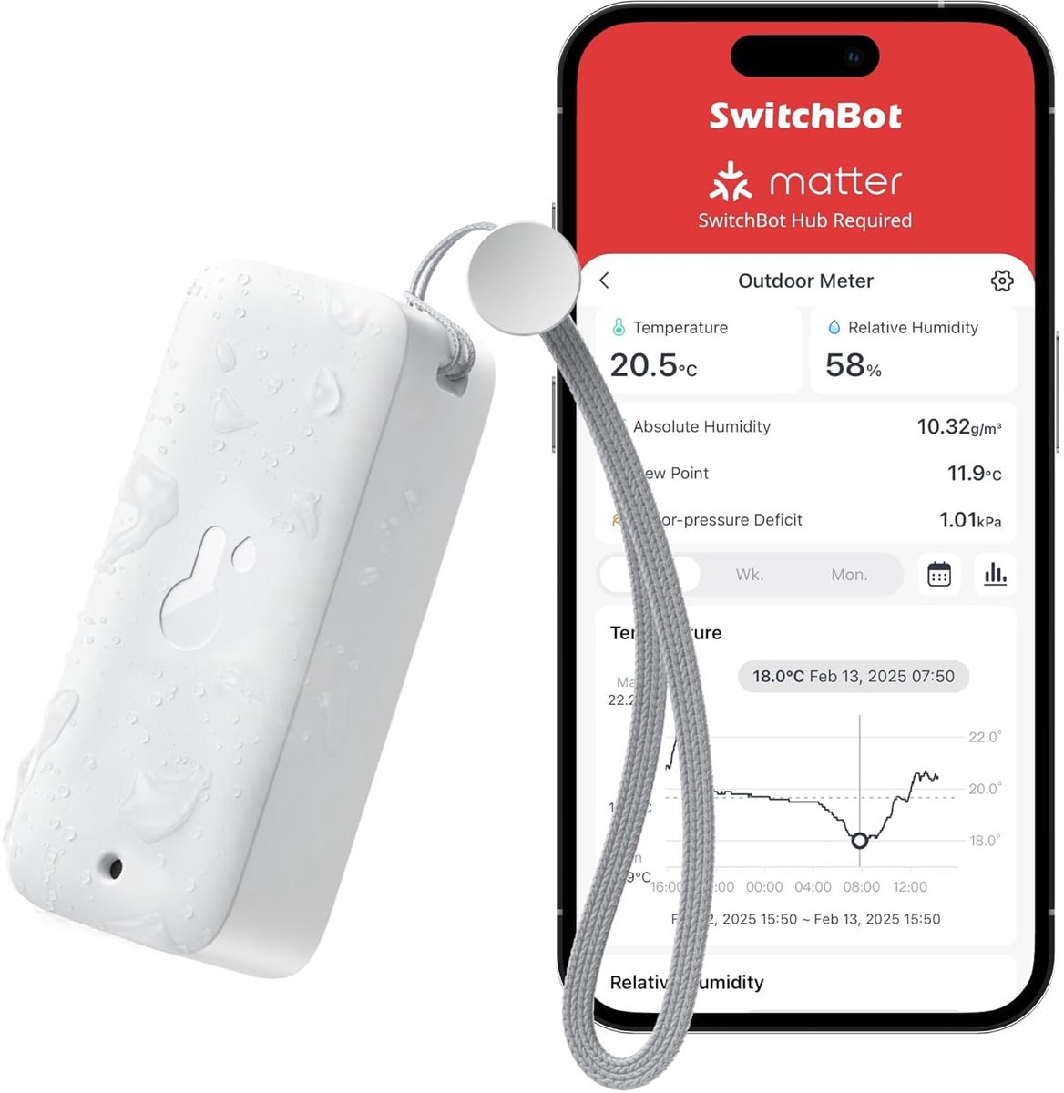Thijox - IP65 Thermometer Hygrometer voor Binnen en Buiten, 120m Bluetooth Bereik, Nauwkeurige Temperatuur & Vochtigheid Sensor, Dauwpunt & VPD Meting