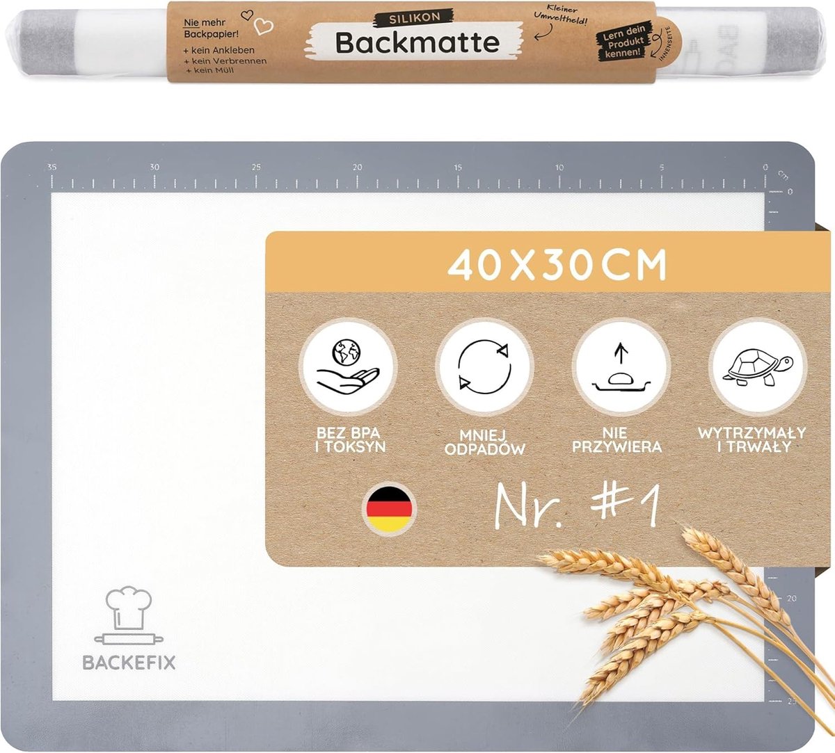 Thijox - Backefix Siliconen Bakmat 40x30 cm - Duurzame Antiaanbak Bakfolie zonder PFAS en BPA - Herbruikbare Bakmat voor Gezond Koken in de Keuken