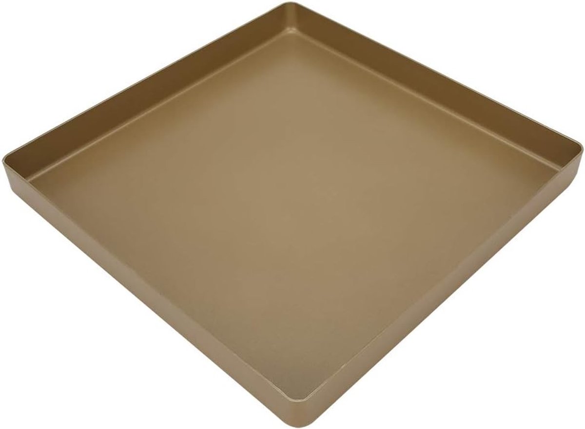 Gouden vierkante bakvorm van 28x28x3 cm - Antiaanbaklaag voor taarten, koekjes en pizza's