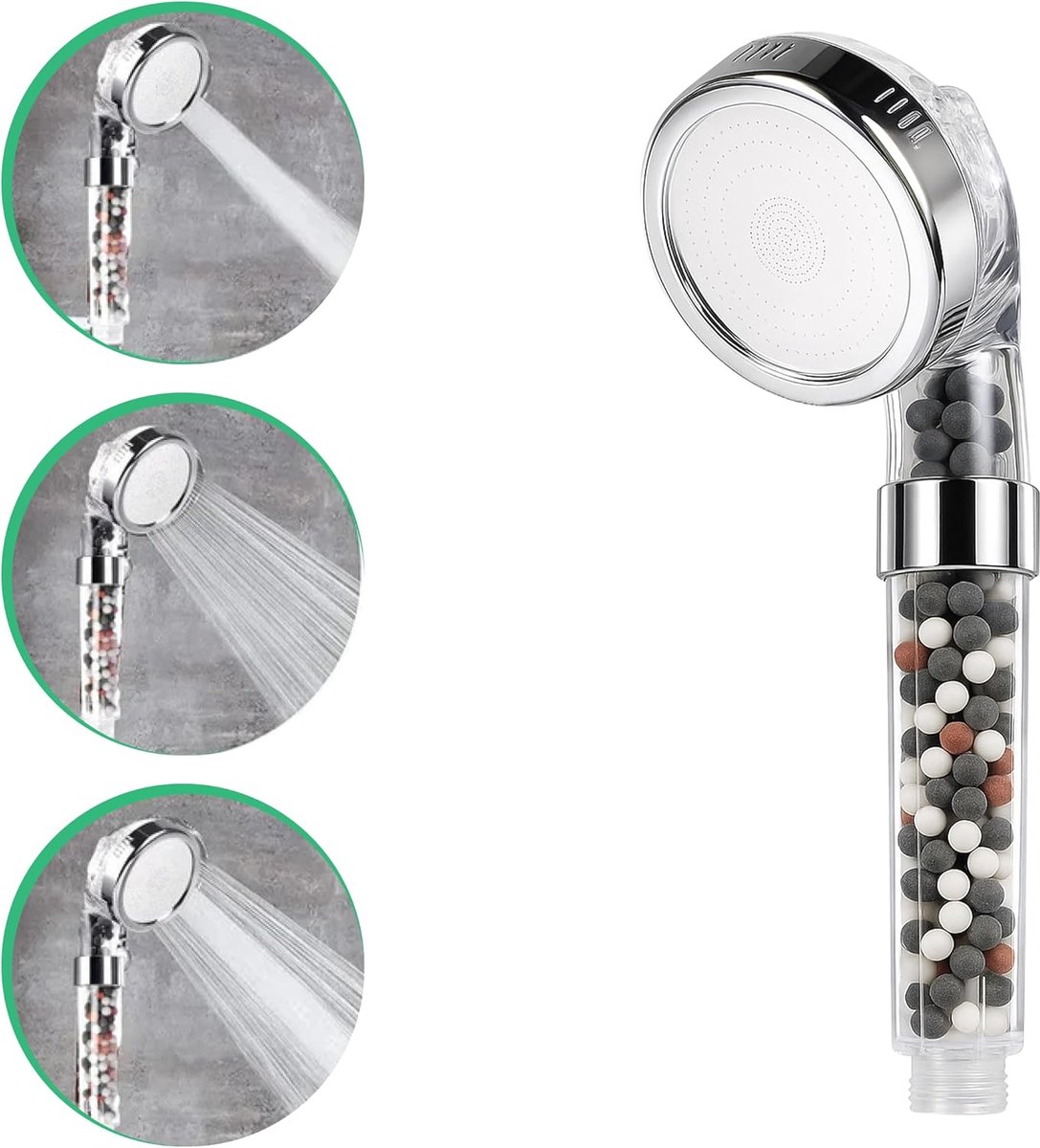 SnelShoppen - Douchekop Hoge Druk - StoneStream® Original Filter Douchekop - 3 Sproei-instellingen - Ideaal voor Hard Water - Voor Alle Soorten Douche