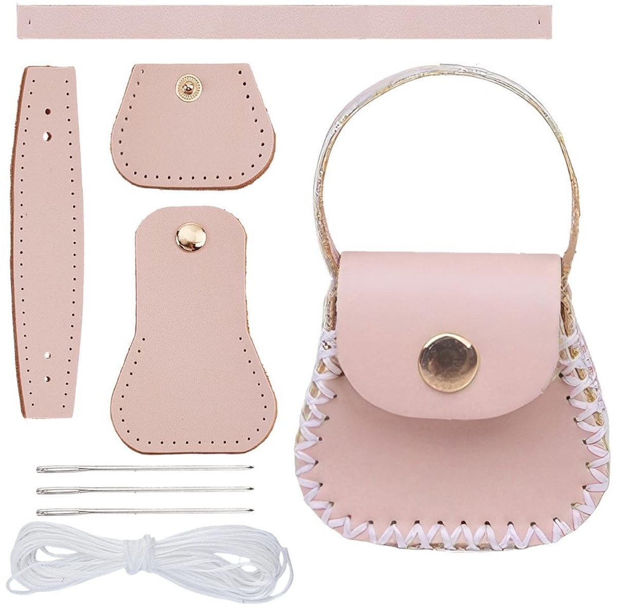 Dailygoods - DIY PU lederen portemonnee maken kit voor vrouwen handtas mini muntentas naaiset handgemaakte kleine portemonnee haak breibenodigdheden voor doe-het-zelf verjaardag bruids huwelijkscadeau