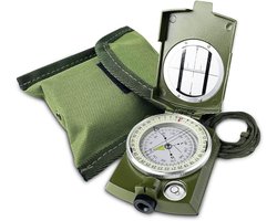 SnelShoppen - Gvolatee Kompas Militair met Tas voor Kamperen, Hiking, Waterdicht, Fluorescent Ontwerp, Multifunctioneel, 360-Degree Draaibaar
