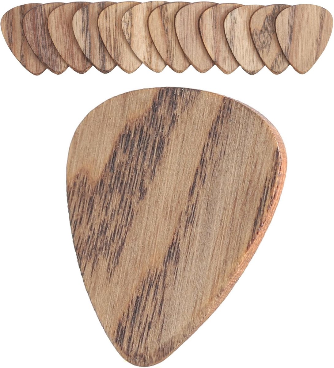 Thijox - 12 stuks houten gitaar plectrums - Medium 1,2 mm dikte - Geschikt voor akoestische gitaar, elektrische gitaar, basgitaar en ukelele - Perfect
