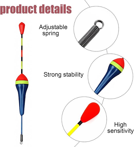 Thijox - 10 stuks Vissen Dobbers Set - Forellen Dobbers, Lichte Schuim Drijvers, Gevoelig en Responsief, Heldere Kleuren voor Goede Zichtbaarheid, Voo van Thijox — afbeelding 2