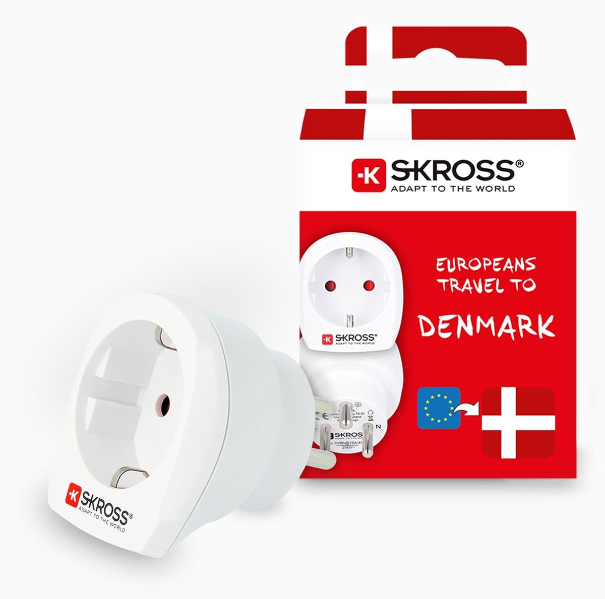 Thijox - Reisadapter Europa naar Denemarken - SKROSS 1.500232-E - 100V-1600W / 250V-4000W - Bescherming elektrische schokken - Ideaal voor reizigers