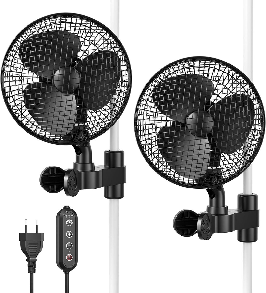 Trsaow Grow ventilator met clip, 20 W oscillerende ventilator, 2 snelheden, 90°/120° dubbele draaibaar, 315 CFM - ShopVlot
