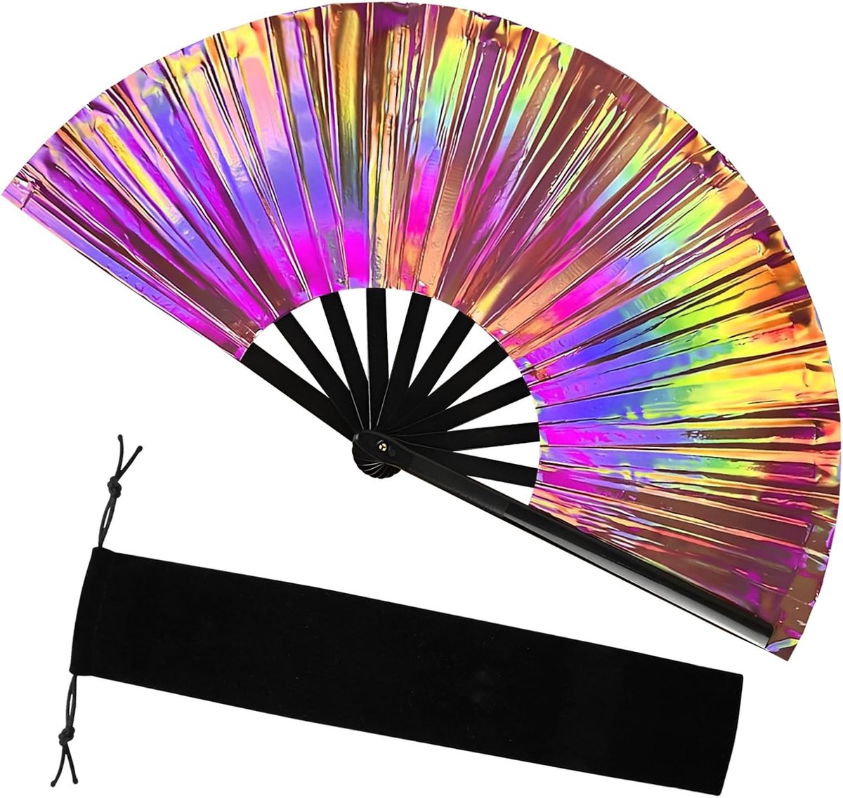 Thijox - Opvouwbare Handventilator voor Line Dancing - Grote Klapventilator - Holografische Faltende Hand Fan - Duurzaam PVC en Kunststof - Perfect vo