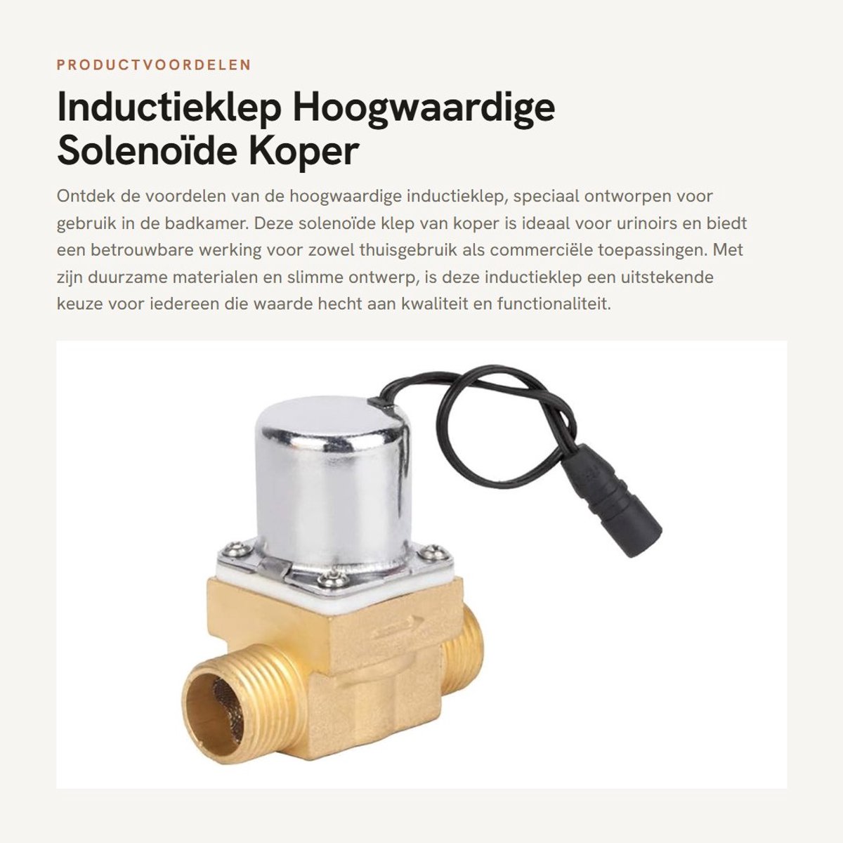 Dailygoods- Magneetventiel 6V Koper - Inductie Ventiel - Keramisch Ventiel - 90 Graden Klep - Rechte Klep - Hoogte 87 mm / 63 mm - Solenoïdeklep