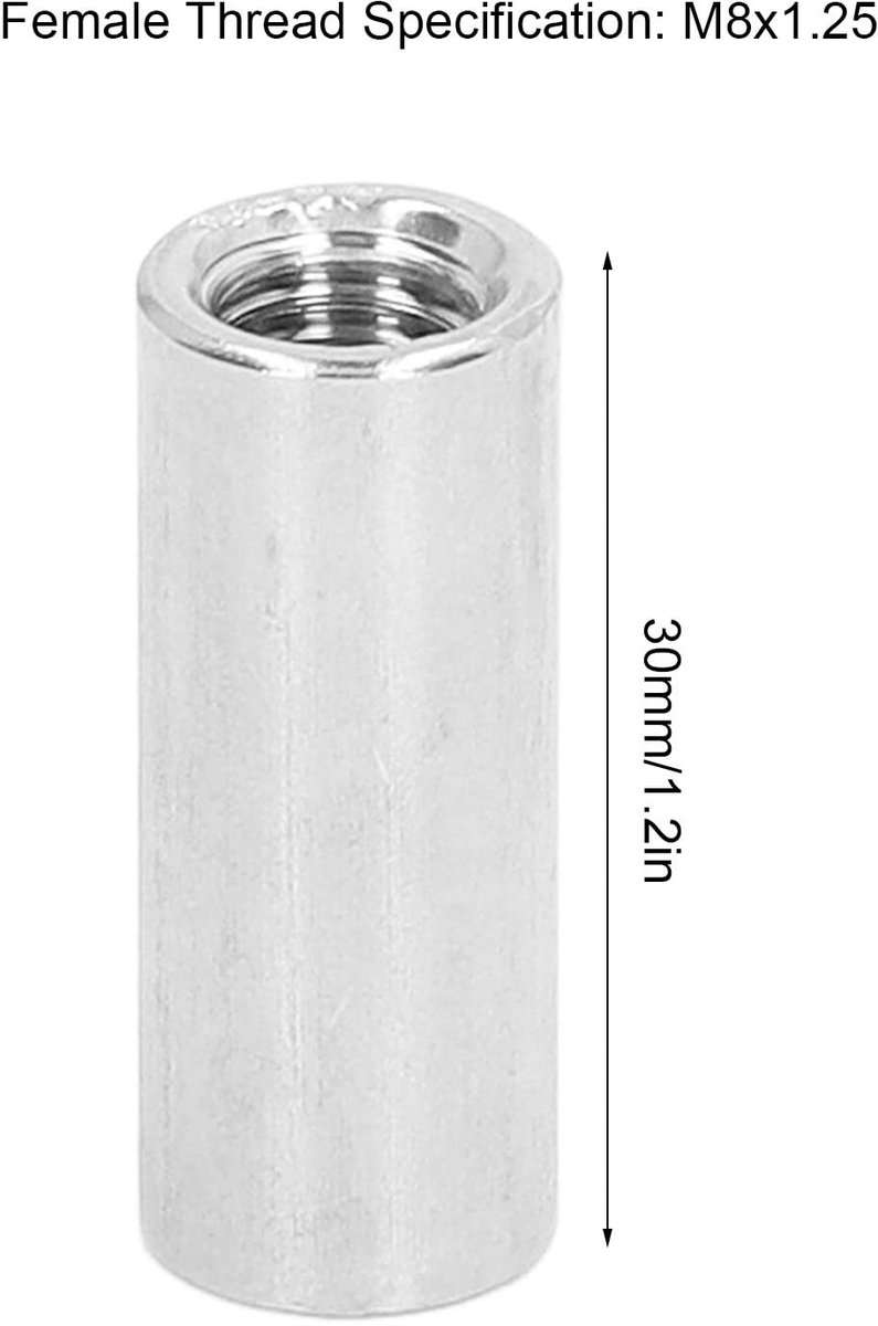 Dailygoods- Koppelingsmoeren Set van 10 Stuks - Ronde Connectormoeren - 304 Roestvrij Staal - 30 Mm Lengte - Duurzaam en Corrosiebestendig - Verbindingselementen