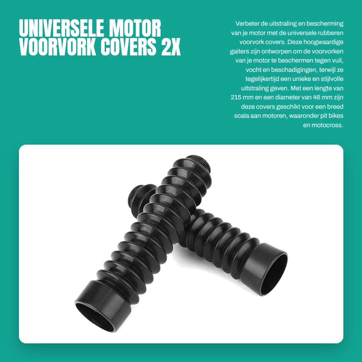 Dailygoods- Voorvorkhoes - 2x Universele Rubber Voorvorkhoes - Schokbestendig - Beschermhoes - Motocross - Verstelbaar - 215x46x30mm - Motorcycle Gators