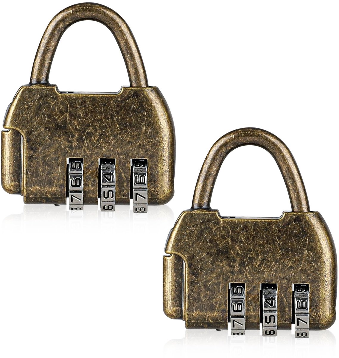 Dailygoods - 2 stuks retro bronzen cijferslot, metalen hangslot, vintage combinatieslot voor opbergdoos, juwelendoos, boekenbagage