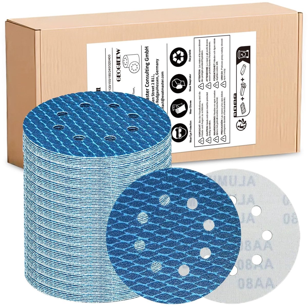 Dailygoods- Schuurschijven 125 mm - 80 Stuks - Klittenband - 8 Gaten - Korrel 60/80/120/150/180/240/320/400 - Ideaal voor Excentrische Schuurmachine - Schuurpapier