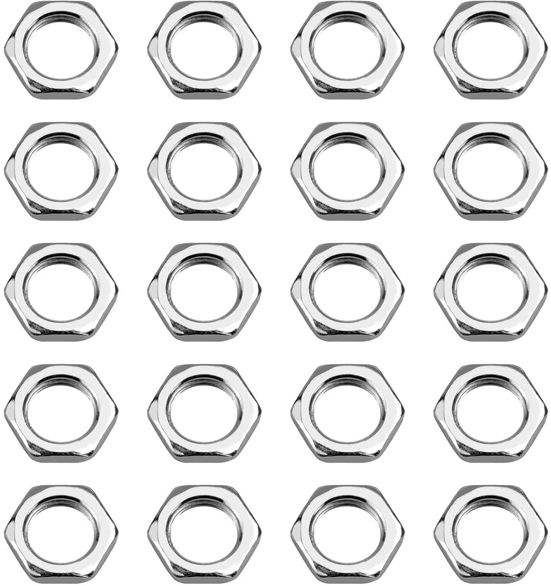 Dailygoods- Zeskantmoeren Set van 20 - M10x1 Fijne Schroefdraad - SW12 Sleutelmoer - H.3 mm Hoogte - Verzinkt - Geschikt voor Industrie en Handwerk - Moeren