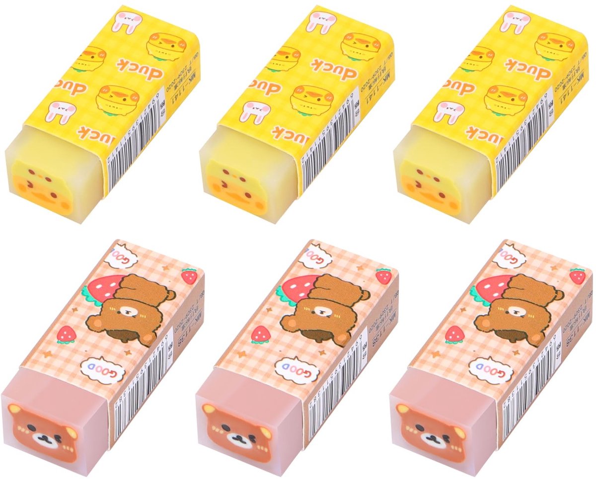 Dailygoods - Gummen Leuke Gum 6Pcs Cube Rubber Gum Dier Fun Potlood Gummen Voor Student Tekening Schrijven Schoolbenodigdheden
