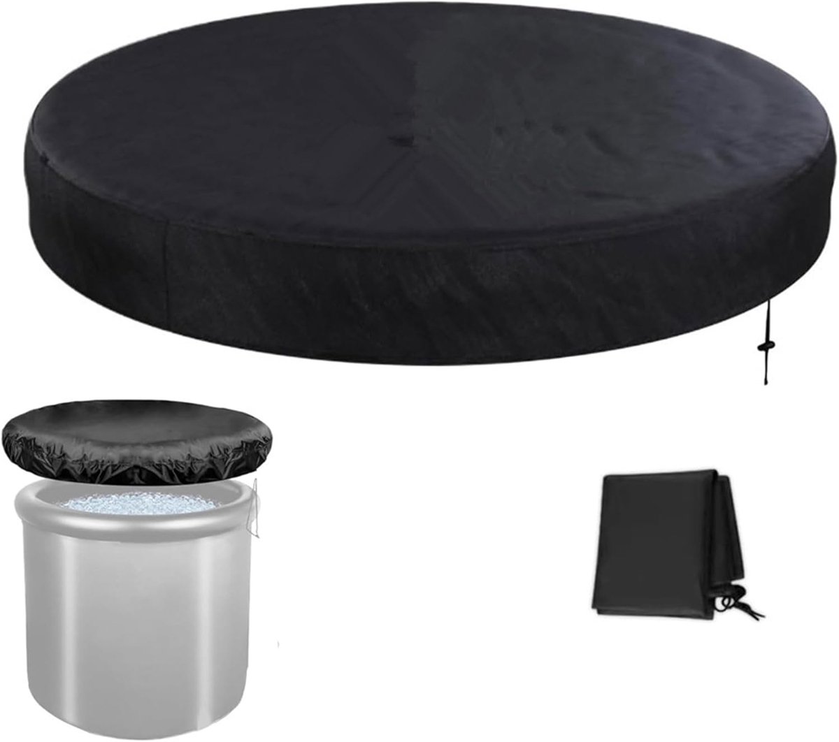 Dailygoods- IJsbad Deksel 80 cm - Opvouwbare Afdekking - Draagbare IJsbad Hoes - Zwart Oxford-Stof - Duurzaam en Praktisch - Ijsbadhoes