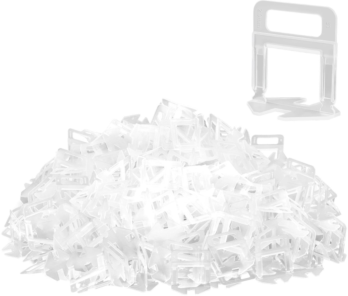 Dailygoods- Tegelnivelleringssysteem 2 mm - 500 Stuks - Leveling Clips - Geschikt voor Tegeldikte 3-15 mm - Nivellering Lussen - Duurzaam en Robuust - Tegelsysteem
