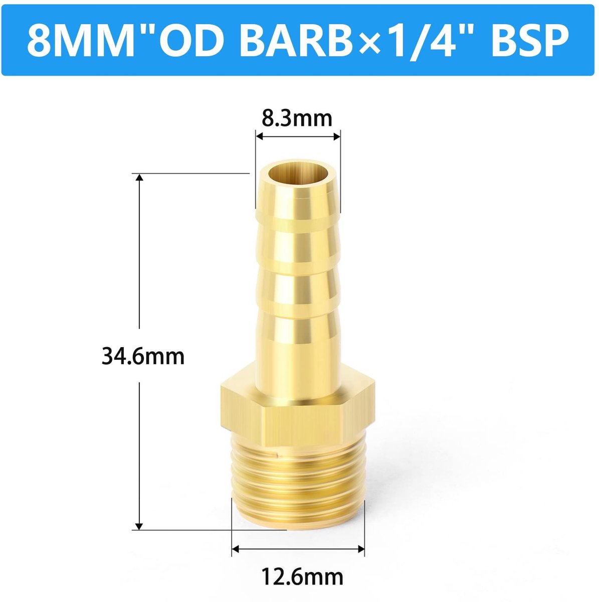 Dailygoods- Slangpilaar Messing - 10 Stuks 8mm OD - Knelkoppelingen - Mannelijke BSP Connectors - Lage Temperatuurbestendigheid - Efficiënte Installatie - Pijpfitting