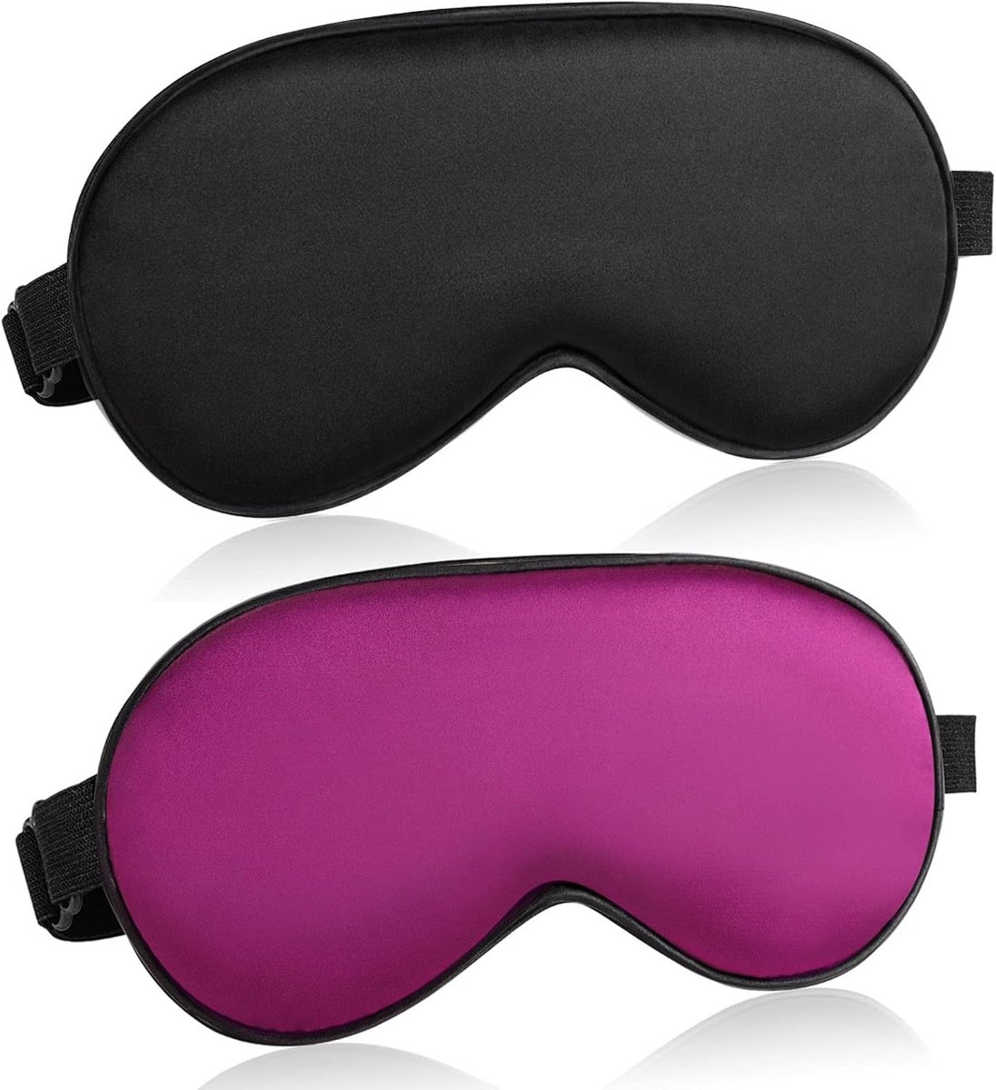Oogmasker voor slapen - Zijde, verstelbare band - 2-pack, zwart paars - Ideaal voor een diepe slaap - SnelShoppen