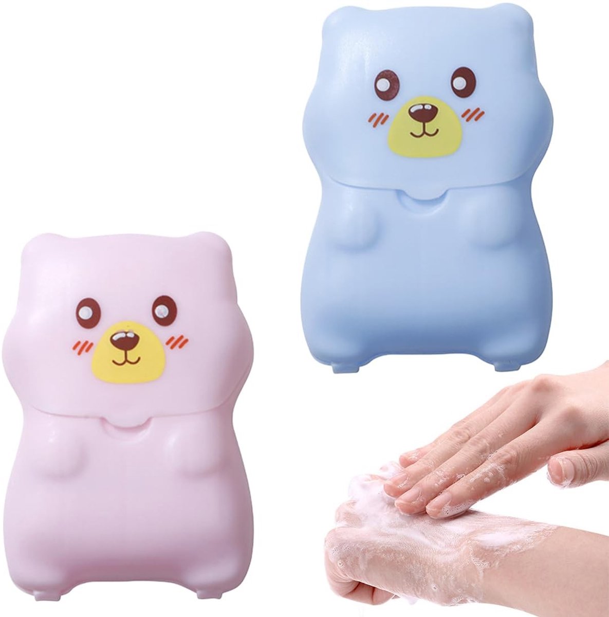 Dailygoods- Zeepdoosjes 2 x 100 papieren reisblaadjes - Draagbare zeepblaadjes - Kunststof hoes - Biologisch afbreekbaar - Veilig gebruik - Schattig design - Reiszeep