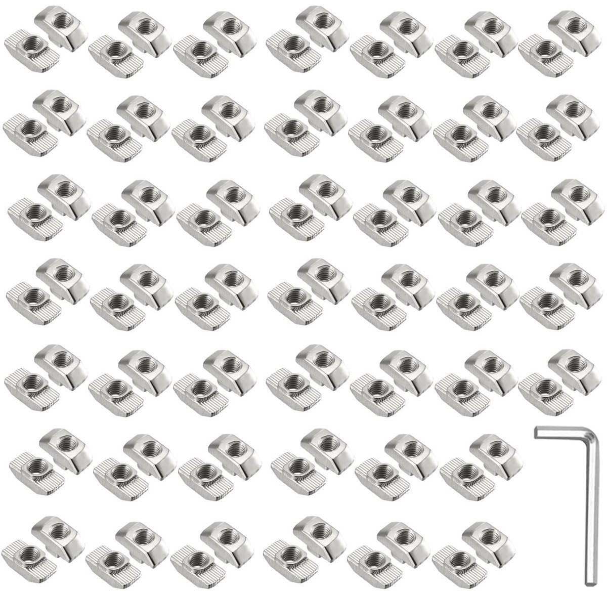 M6 T-Groove Moeren - 100 Stuks Geperforeerde Moeren van Gegalvaniseerd Staal voor Aluminium Profielen en Montagebeugels, Geschikt voor 30 Series