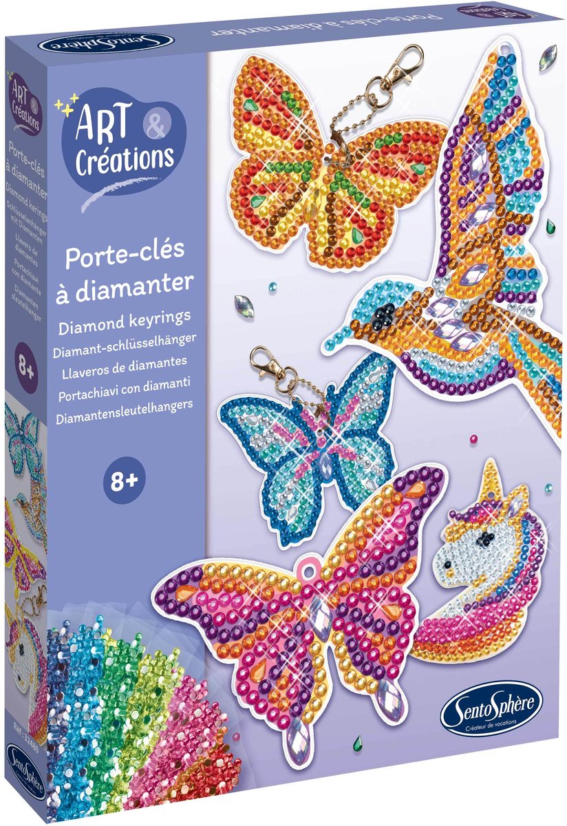 Sentosphère creatieve set sleutelhangers met strass-stenen - knutselpakket.
