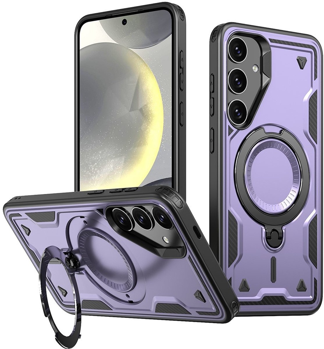 Coverup Hoesje - Geschikt voor Samsung Galaxy S24 FE Hoesje - Coverup Armor Back Cover met MagSafe Compatible Kickstand - Paars