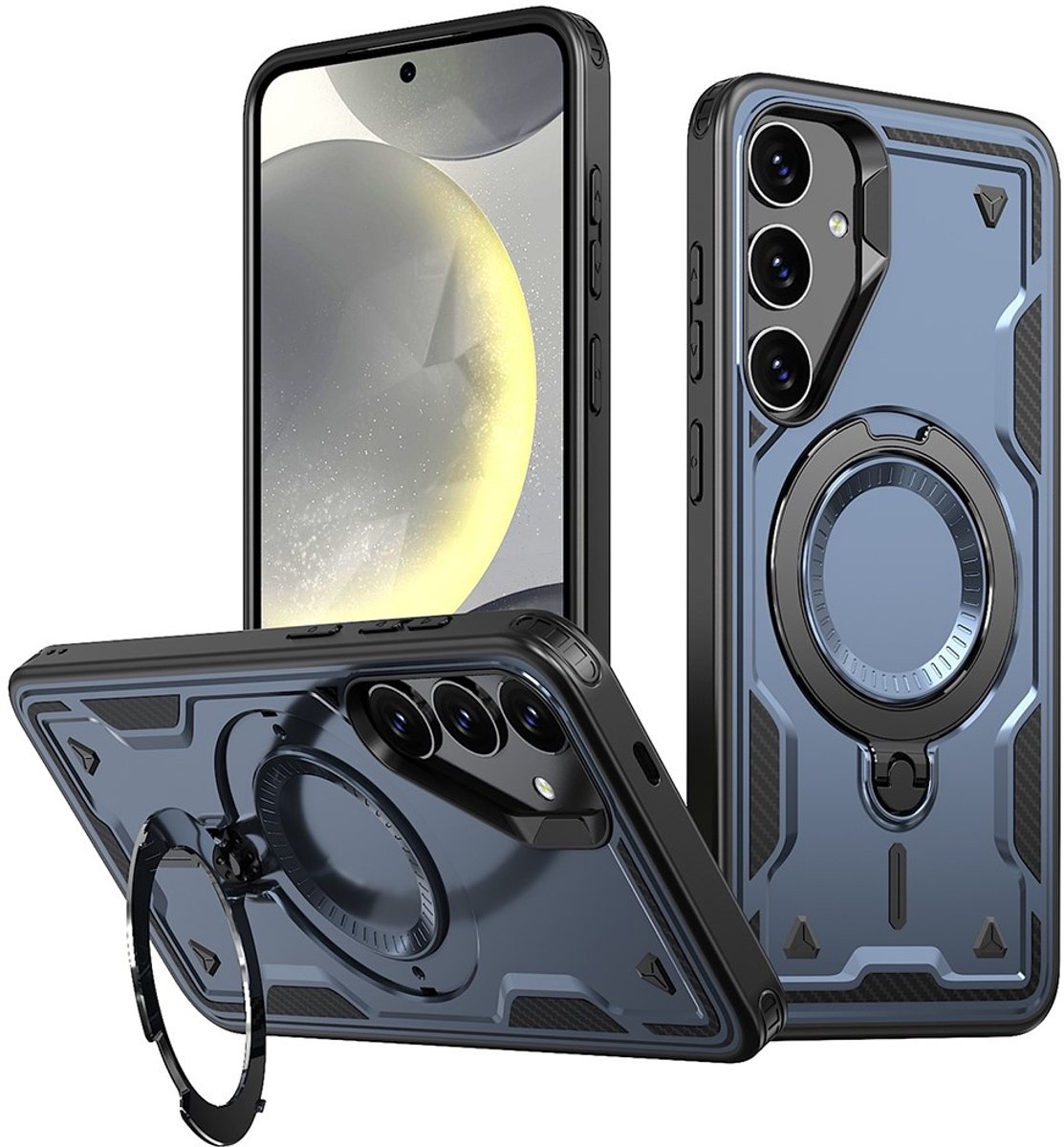 Coverup Hoesje - Geschikt voor Samsung Galaxy S24 FE Hoesje - Coverup Armor Back Cover met MagSafe Compatible Kickstand - Blauw