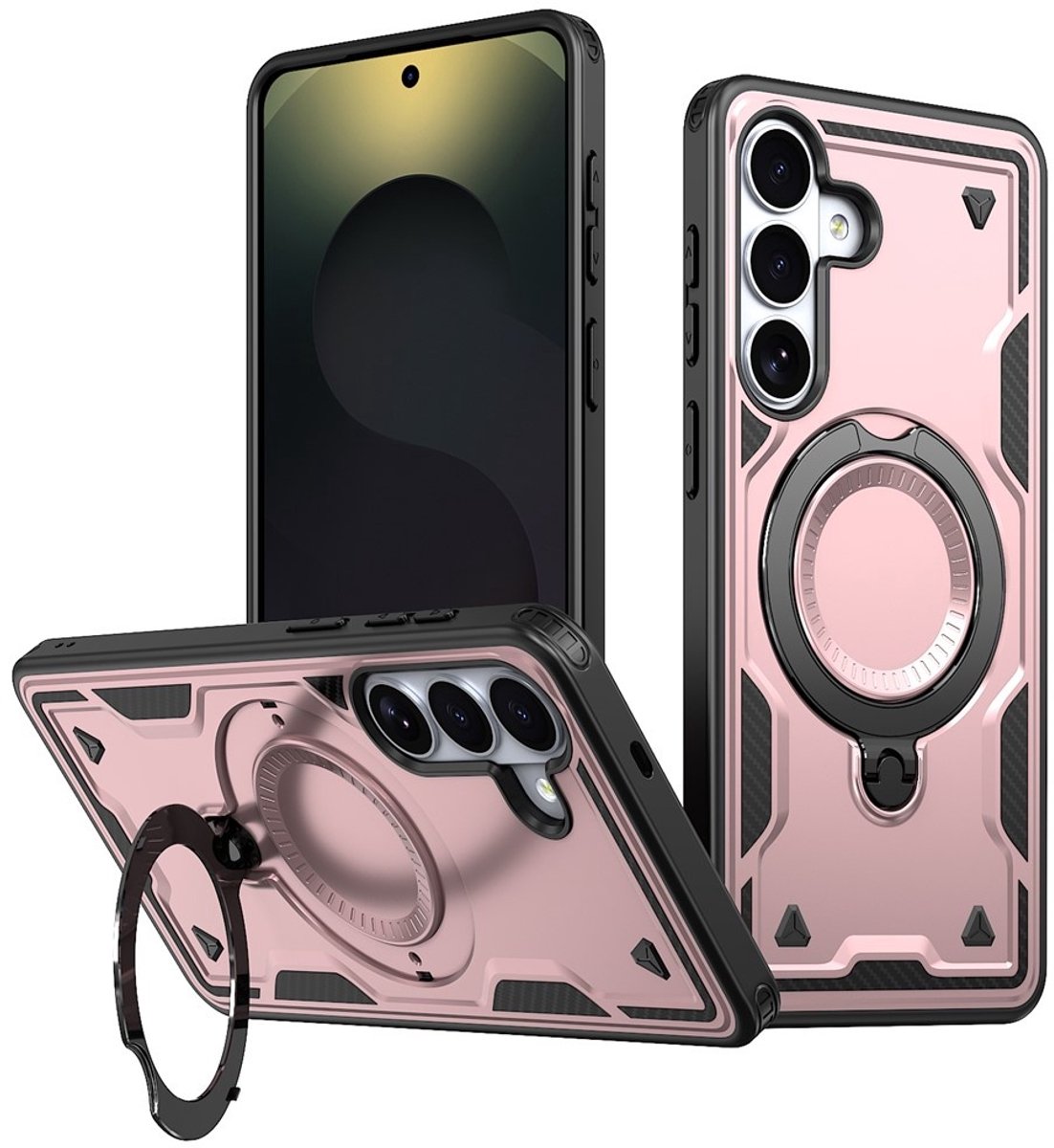 Coverup Hoesje - Geschikt voor Samsung Galaxy S26 Plus Hoesje - Coverup Armor Back Cover met MagSafe Compatible Kickstand - Rose Gold