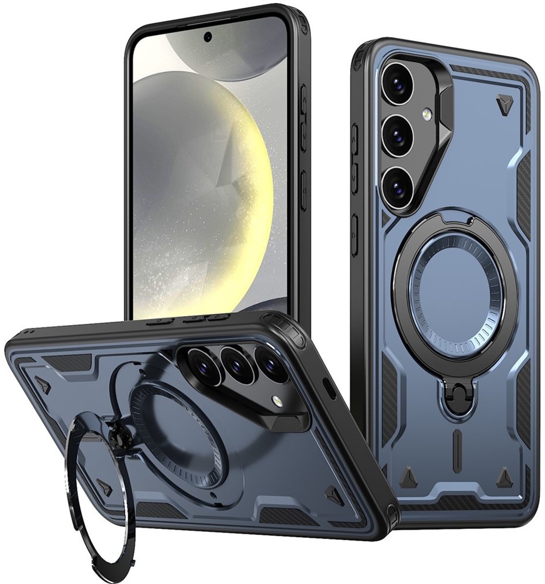 Coverup Hoesje - Geschikt voor Samsung Galaxy S24 FE Hoesje - Coverup Armor Back Cover met MagSafe Compatible Kickstand - Blauw