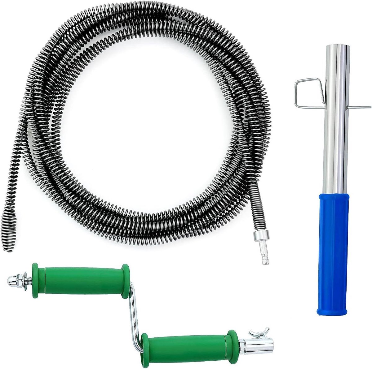 Pijpreiniger Spiraal - Afvoerreiniger Metaal - Verstopping Verwijderen - Ergonomisch Handvat - 10mm x 5m - Zwart