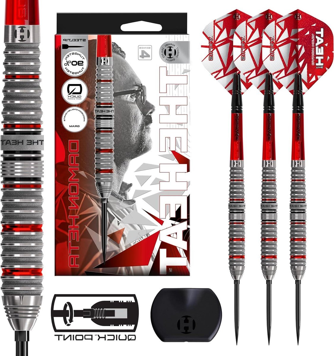 Stalen Darts Set - Wolfraam Darts - Precisie Werpen - Quick Point Systeem - 23 gram - Zwart