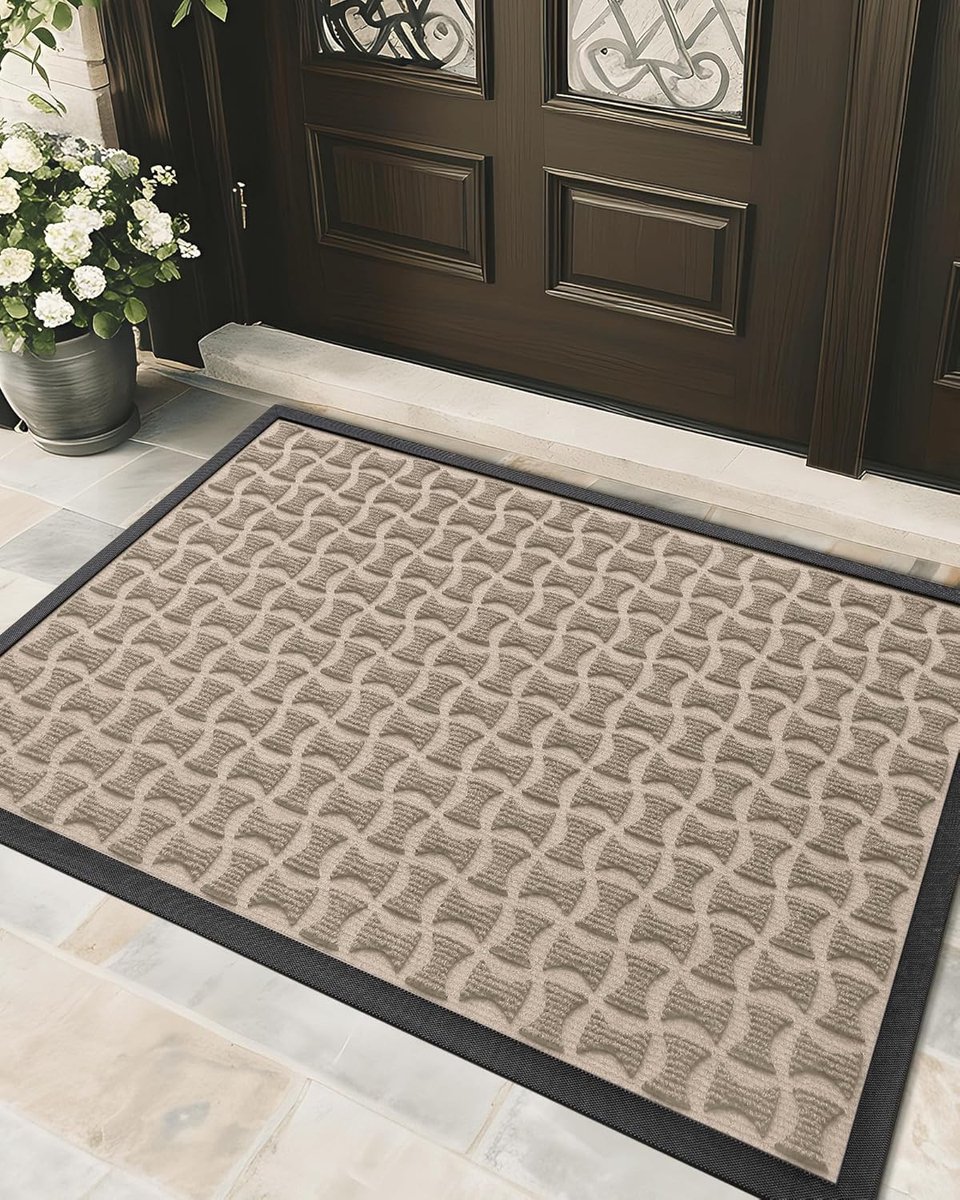 Buitendeurmat 61 x 92 cm - Vuilaftrapmat, Antislip en Duurzaam voor Binnen en Buiten, Khak
