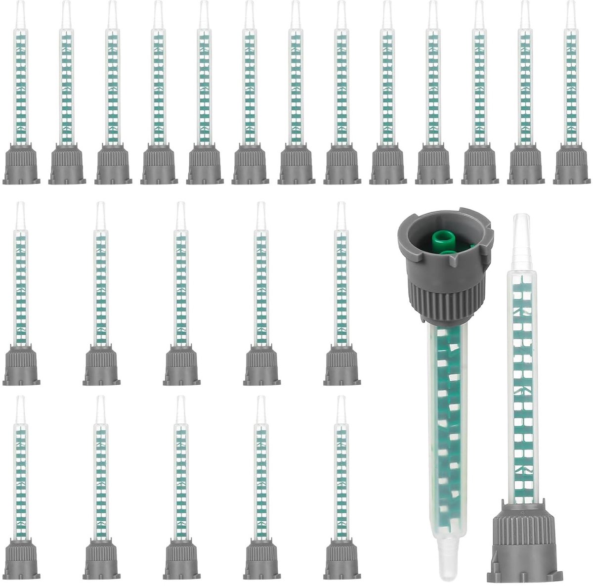 25 Stuks Epoxy Mengnozzles, Vierkante Statistische Mengnozzles, Perfect voor Hars en Lijm, Geschikt voor AB Lijmpatronen met 1:1 Toepassingsverhouding