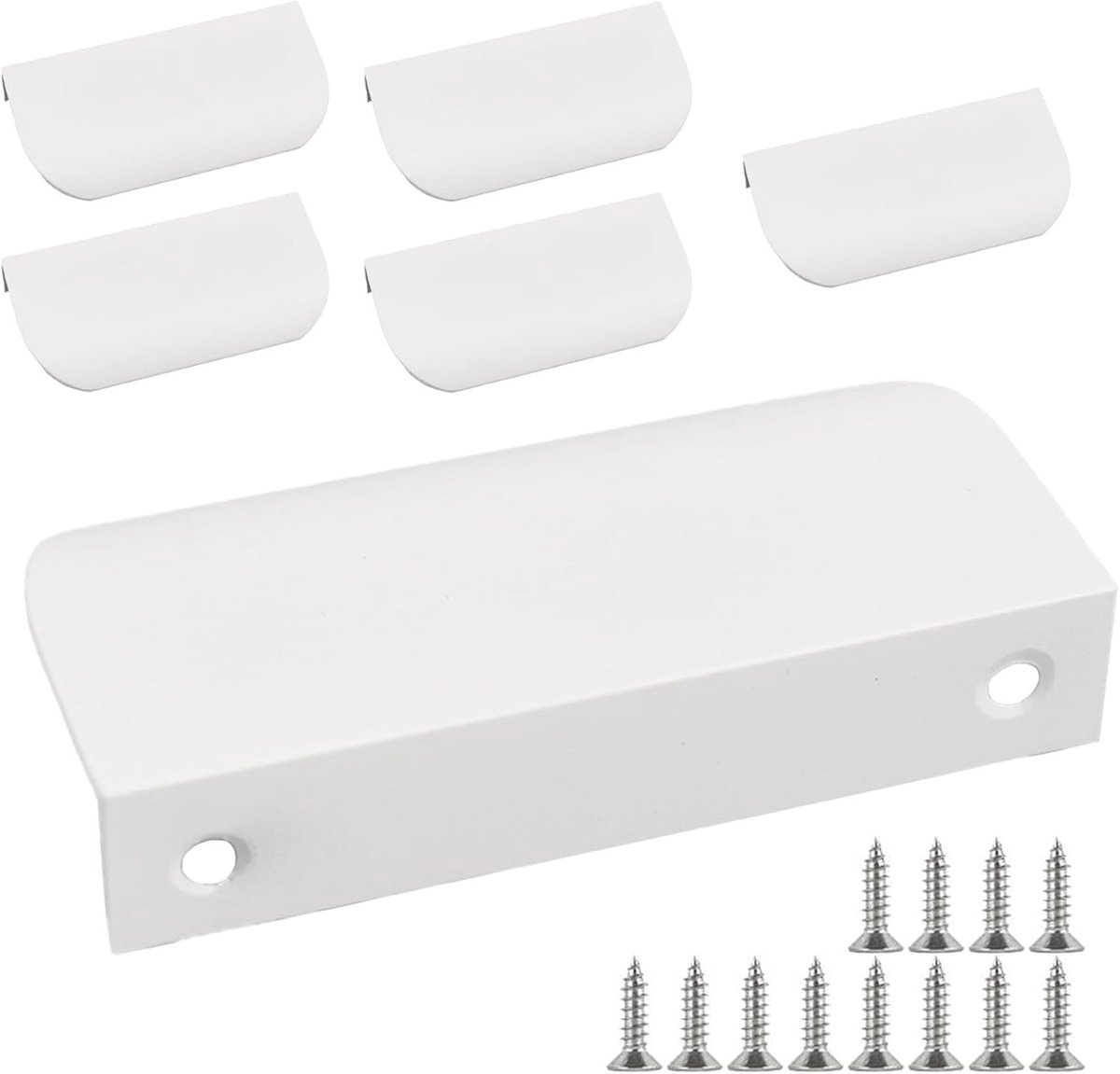 Moderne 80mm Meubelhandgrepen - 6 Stuks met 12 Schroeven voor Keuken, Kasten en Laden, Wit en Stijlvol