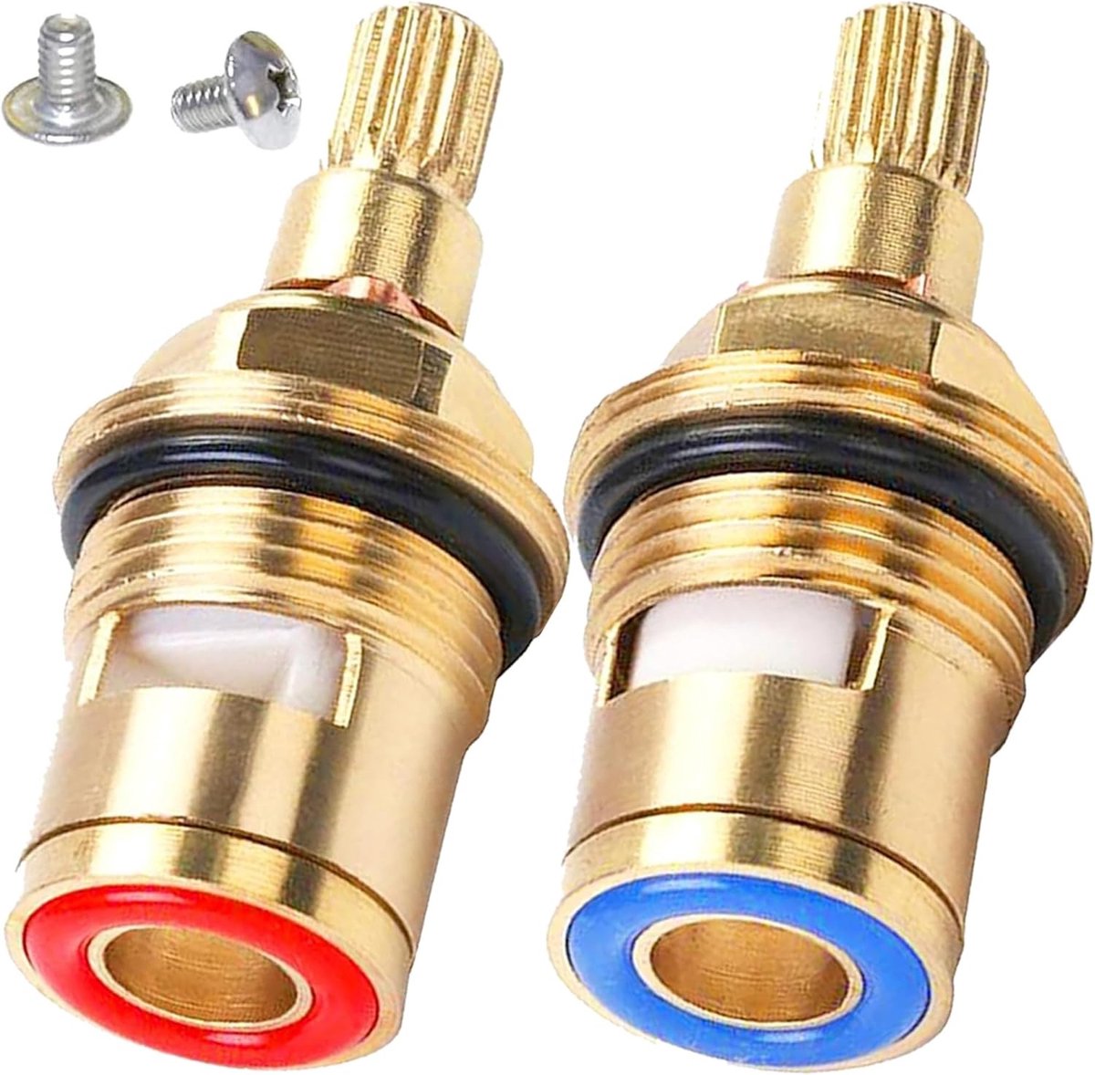 Vervangingscartridges voor 1/2 Inch Kranen, Keramische Ventielen voor Badkamer en Keuken, Set van 2 voor Warm en Koud Water