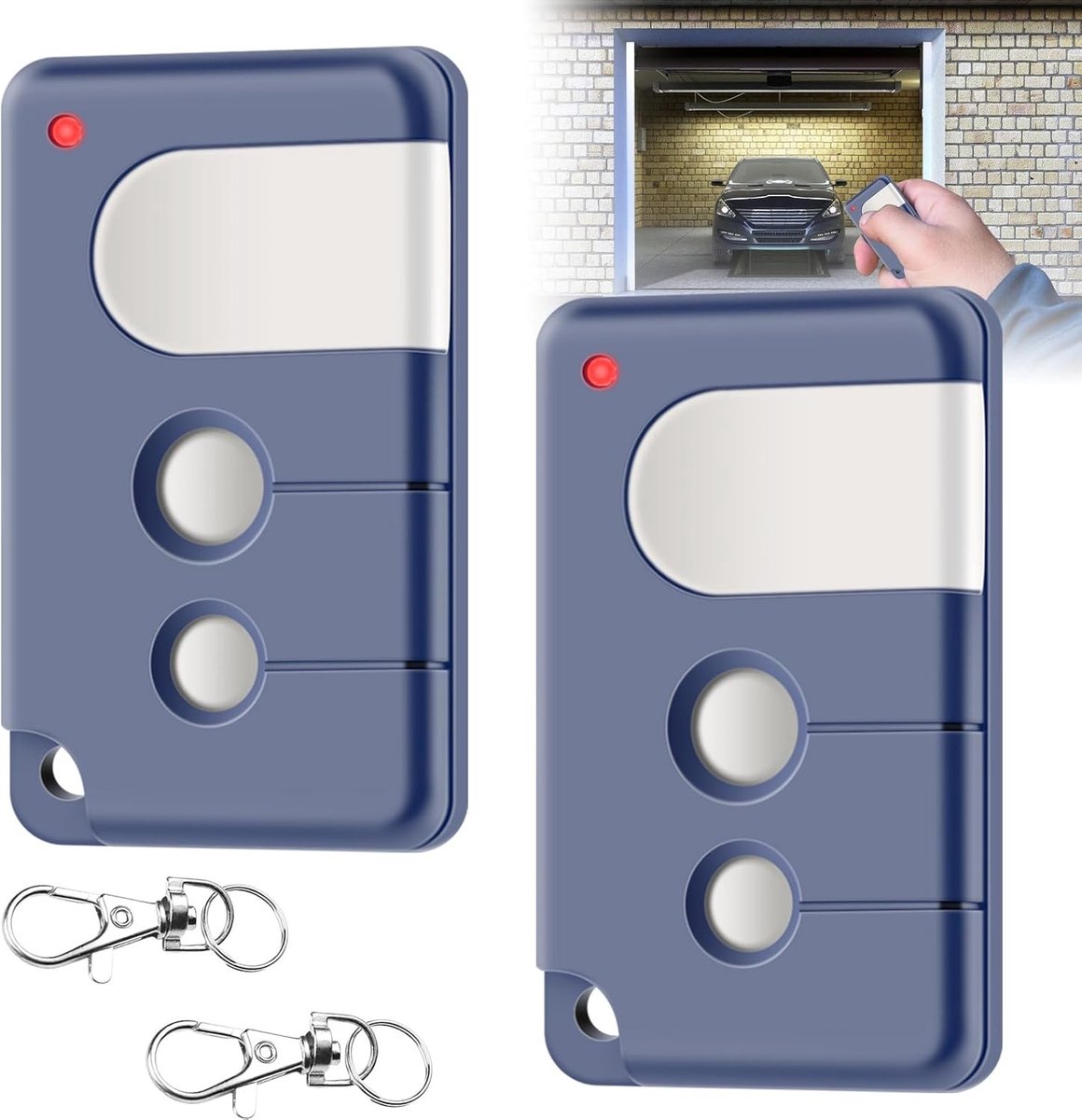 2 Stuks Garage Deuropener: Handzender voor Garage, Compatibel met Diverse Modellen, Afstandsbediening voor Garage Deuren, 433.92MHz Remote Control, Betrouwbare Garage Accessoire