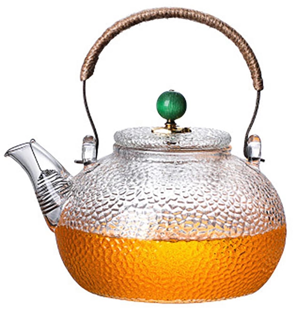 Theepot hittebestendig glas kokende theepot met afneembaar filter, kookplaat veilige theepot met anti-verbranding handvat design theeketel