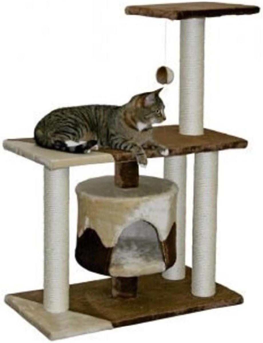Krabpaal - Kattenmeubel - Spelen en rusten - Gelijmd sisal - 96 cm hoog - Bruin beige
