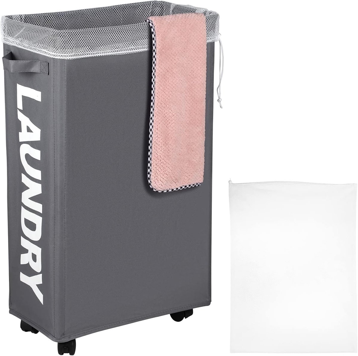 heupwasmand - Wasmand - Donkergrijs - Vouwbaar - Met Afneembare Mesh Tas - Voor Universiteitsstudenten en Kampeerders