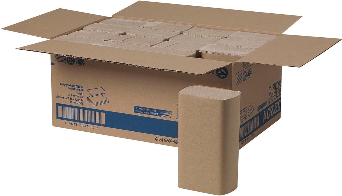 Papieren Handdoeken - Multifold Doeken - Hygiënisch Drogen - Gerecycled Materiaal - 16 Pakken - Bruin