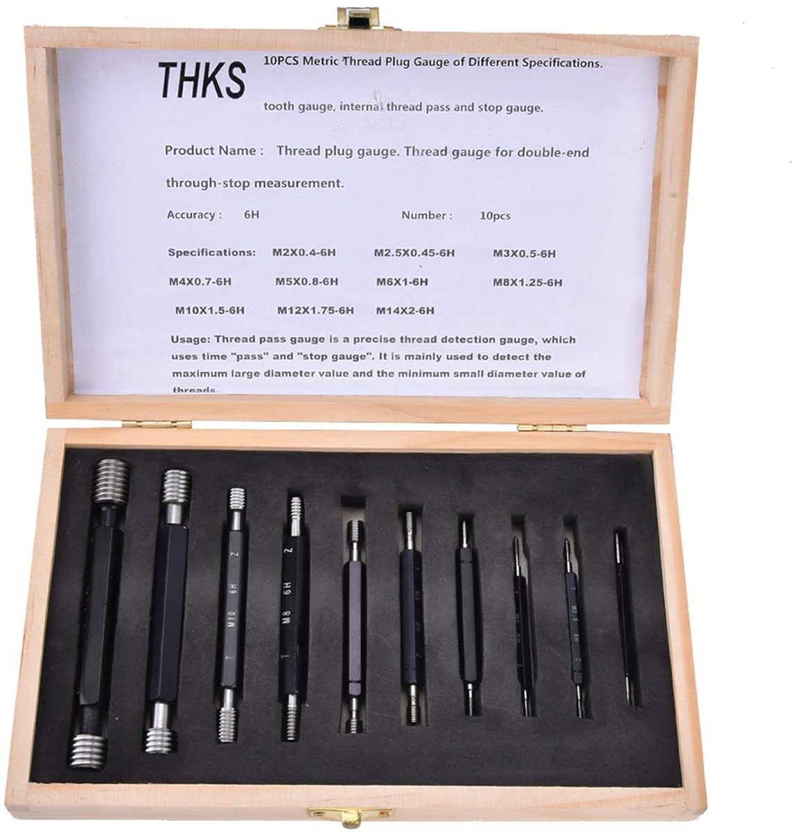 10 Stuks Draad Plug Gauge - Nauwkeurige Dubbelzijdige Metingstool voor Draad en Schroefdraad
