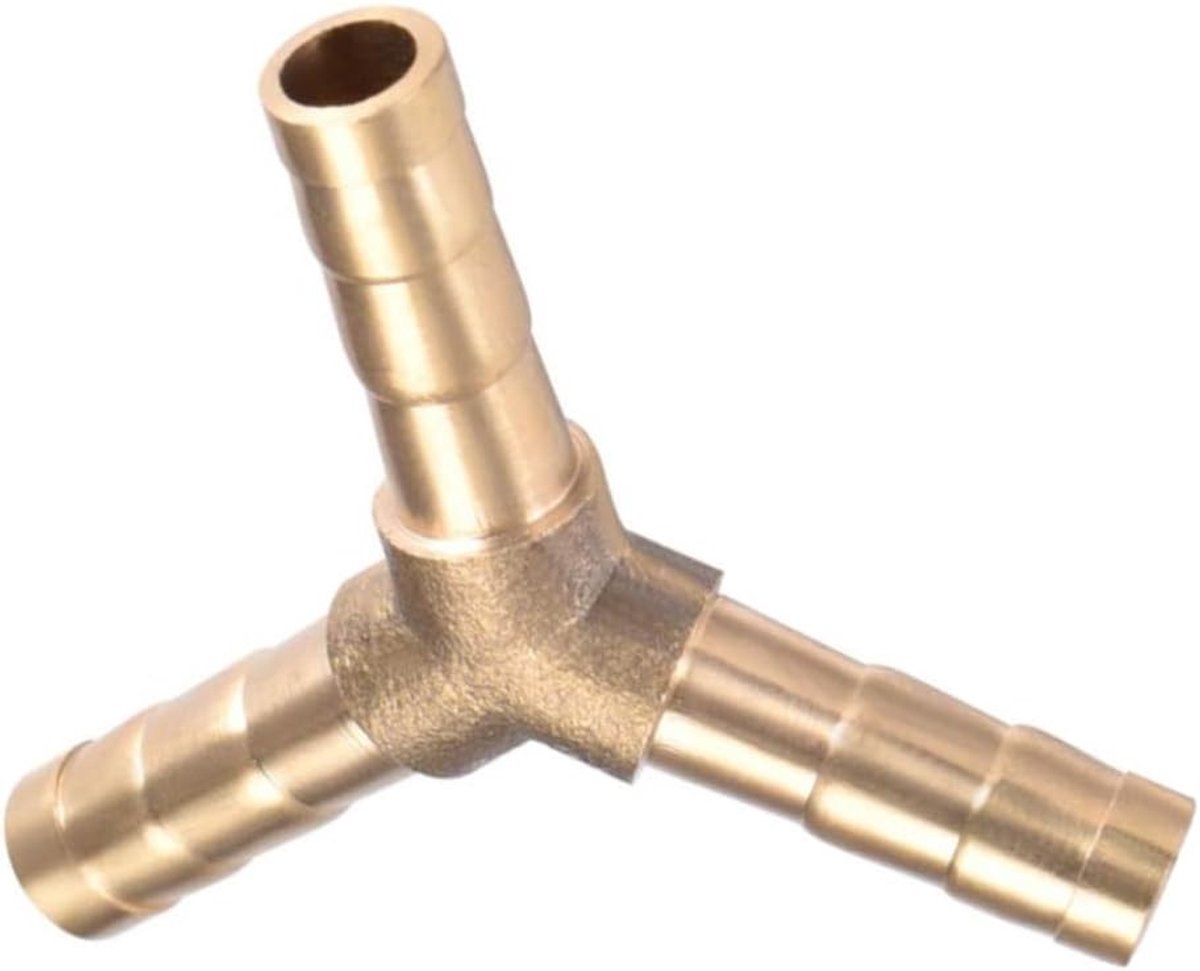 6mm of 15/64" Messing Y-vormige 3-weg Slangkoppeling - Barbed Splitter voor Water, Brandstof en Lucht